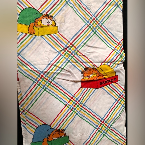 Vintage Garfield Cat 1978 Twin Flat And Fitted Sheet and 1 Pillow Case set - Picture 11 of 16